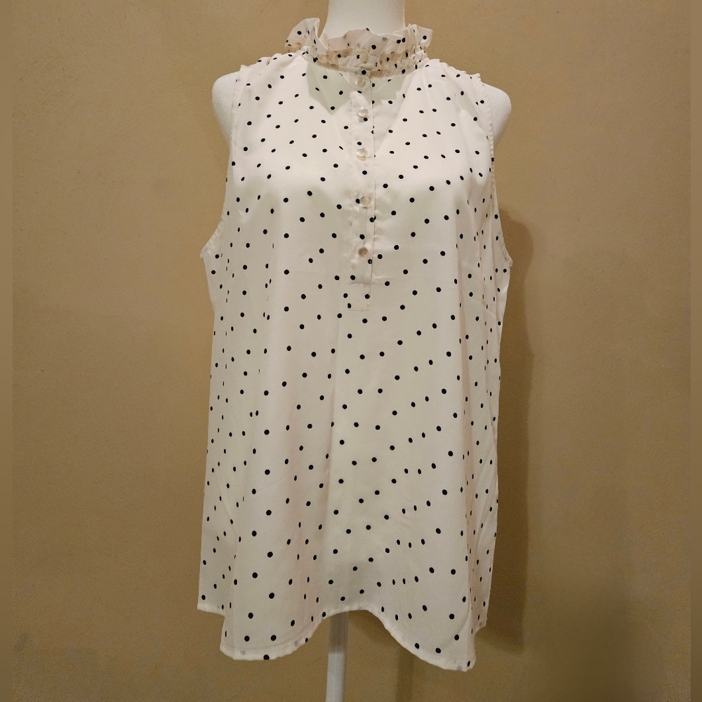 NWT J. Crew Polka Dot Sleeveless Blouse 12